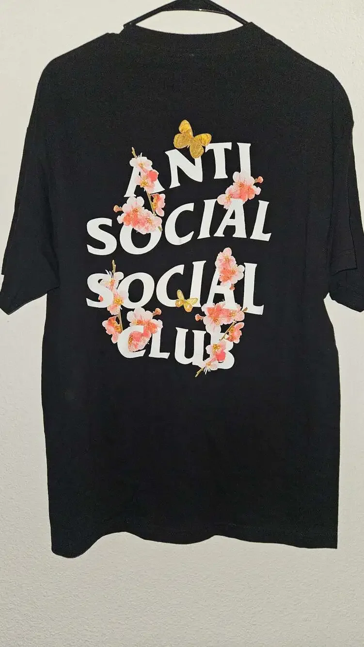 Anti Social Social Club Kkoch Floral Butterfly Black T-Shirt